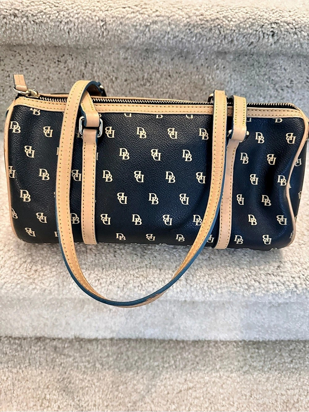 Dooney & Bourke DB 75 Monogram Barrel Bag Black & Tan - Picture 9 of 9